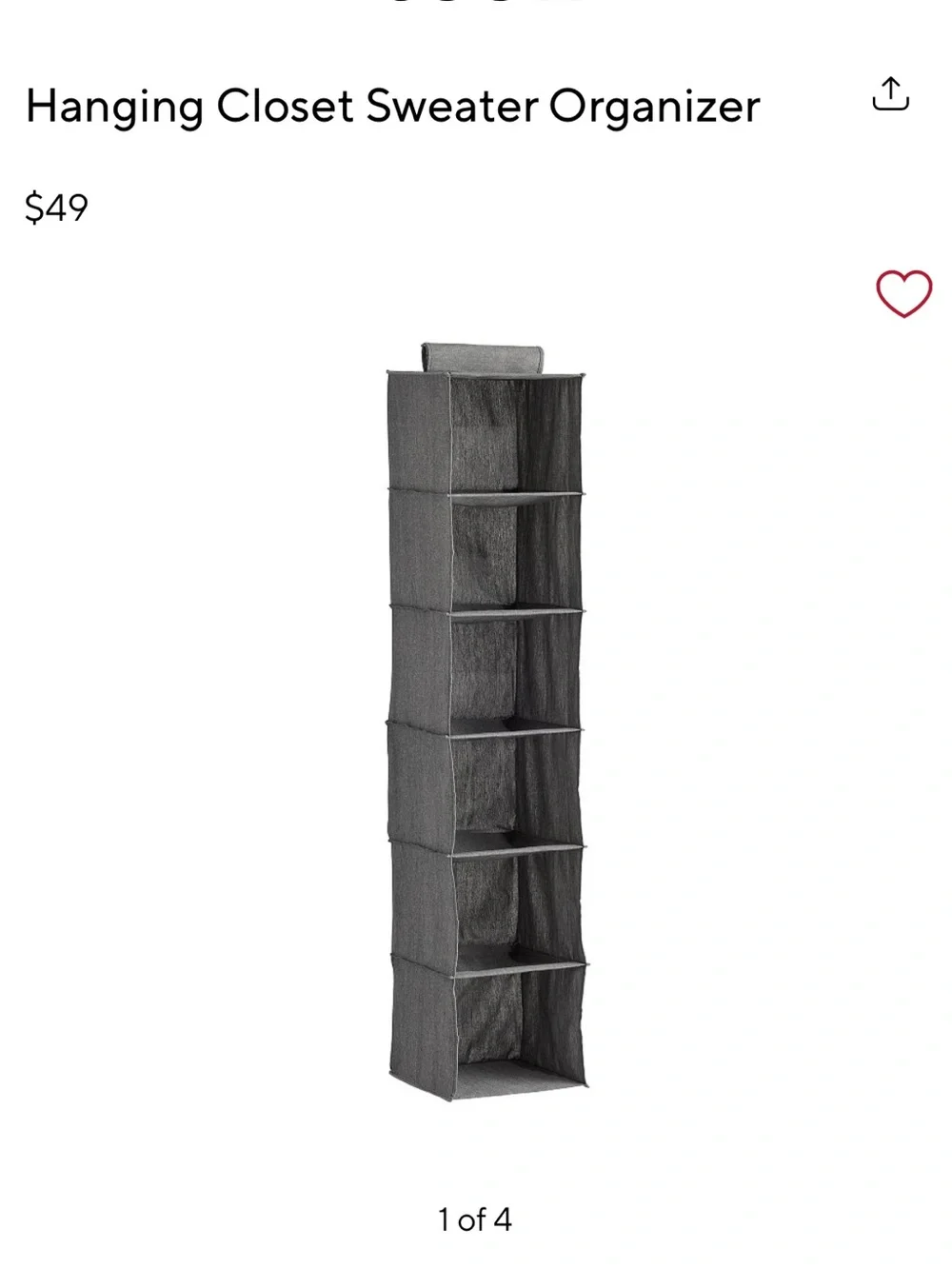 Pottery Barn hanging closet shelf organizer